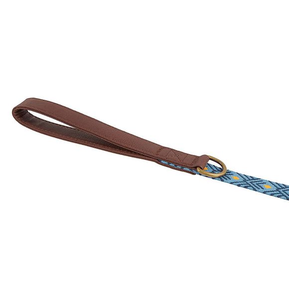 Top Paw Linen Leather Handle Diamond‎ Dog Leash 4 FT Blue Orange - Picture 4 of 5